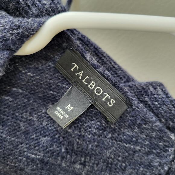 Talbots Cardigan Sweater Womens Medium Blue Open Front Fringe Casual Layering - Picture 4 of 11